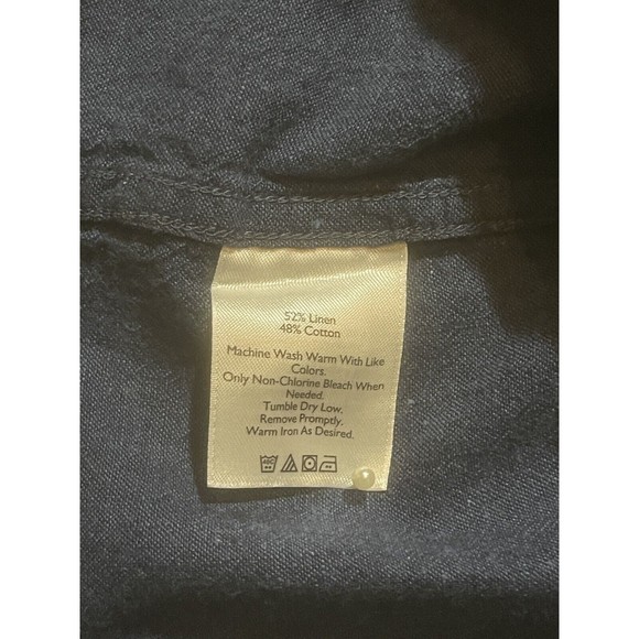 Eddie Bauer Blue Linen Cotton Buffalo USA FLAG Stars Patriot Sz Large     AG151 - Picture 9 of 9